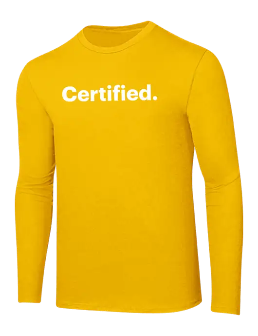 Ring Spun Yellow Gold 4.5 oz Long Sleeve T-Shirt
 w/Certified Logo, CalCPA Logo