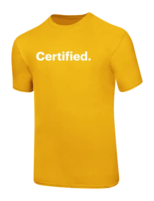 Ring Spun Yellow Gold 4.5 oz T-Shirt
 w/Certified Logo, CalCPA Logo