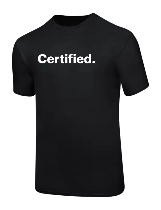 Ring Spun Jet Black 4.5 oz T-Shirt w/Certified Logo, CalCPA Logo