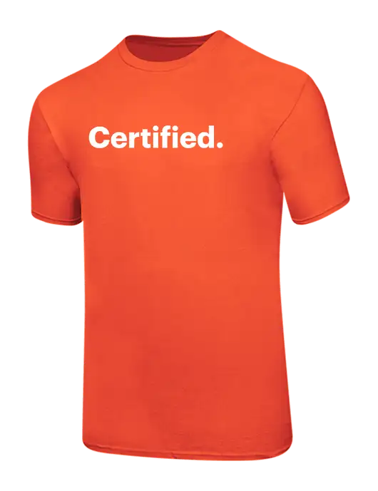 Ring Spun Orange 4.5 oz T-Shirt w/Certified Logo, CalCPA Logo