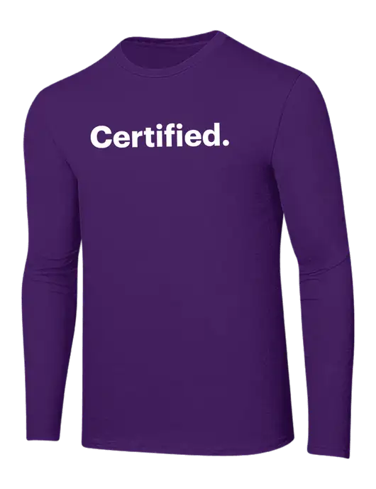 Ring Spun Purple 4.5 oz Long Sleeve T-Shirt w/Certified Logo, CalCPA Logo