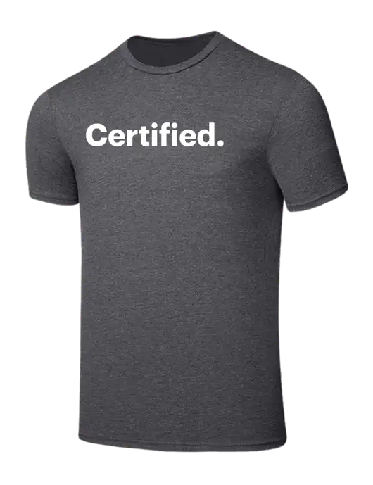 Seriously Soft Heathered Charcoal T-Shirt w/Certified Logo, CalCPA Logo