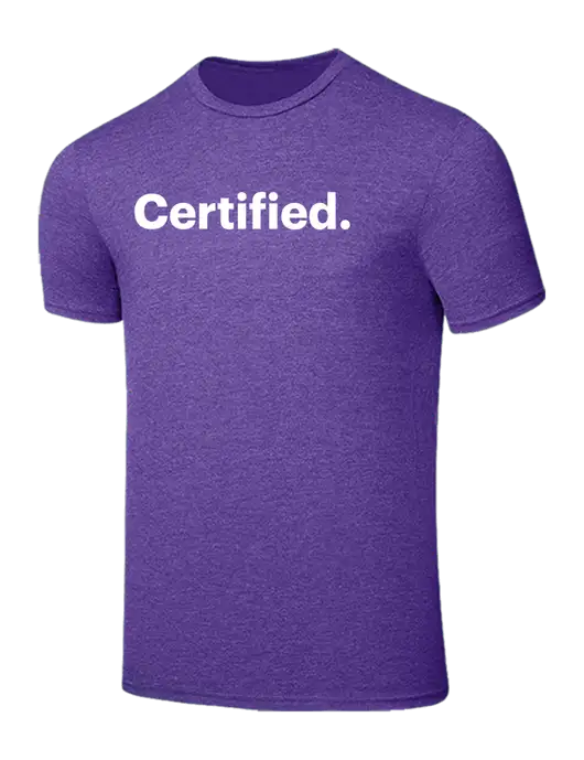 Seriously Soft Heathered Purple T-Shirt w/Certified Logo, CalCPA Logo