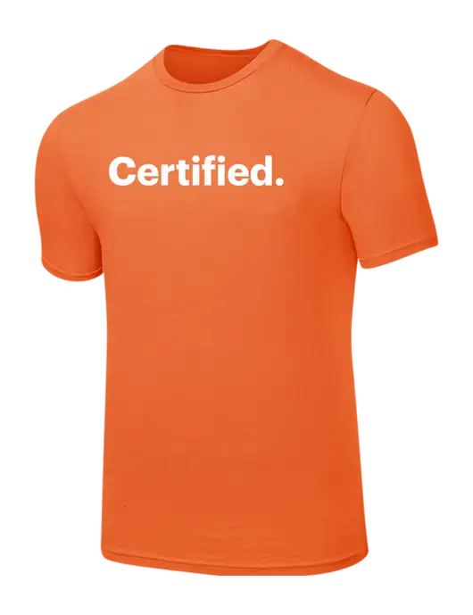 Seriously Soft Orange T-Shirt w/Certified Logo, CalCPA Logo
