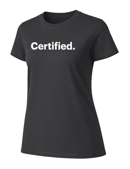 Womens Ring Spun Charcoal 4.5 oz T-Shirt w/Certified Logo, CalCPA Logo