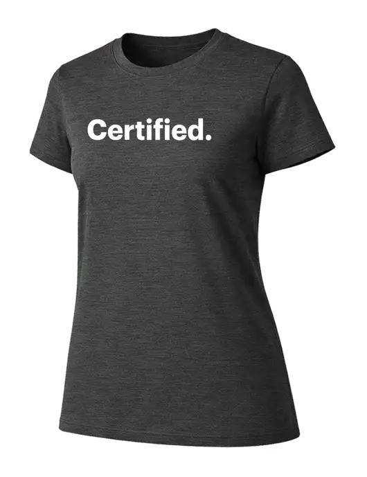Womens Ring Spun Dark Heather Grey 4.5 oz T-Shirt w/Certified Logo, CalCPA Logo