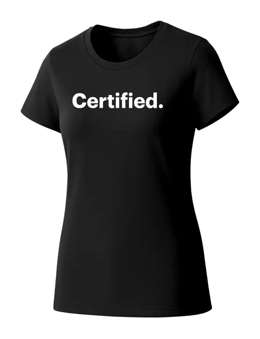 Womens Seriously Soft Black T-Shirt w/Certified Logo, CalCPA Logo