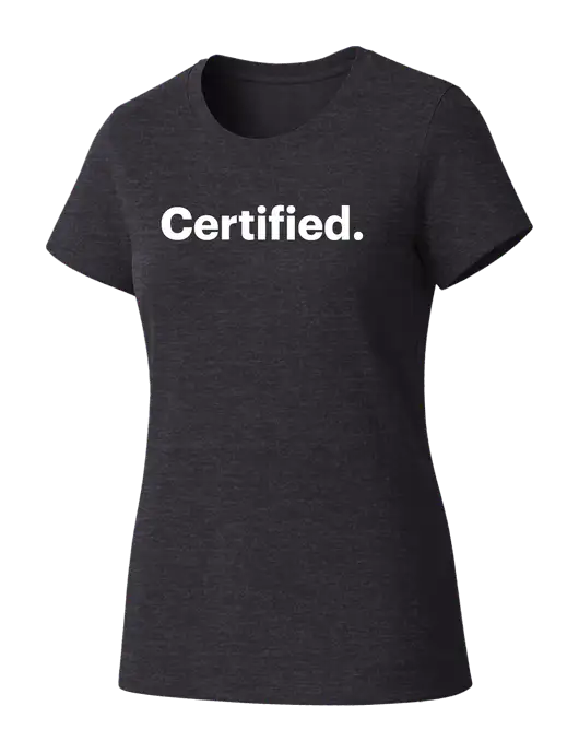 Womens Seriously Soft Heathered Charcoal T-Shirt w/Certified Logo, CalCPA Logo