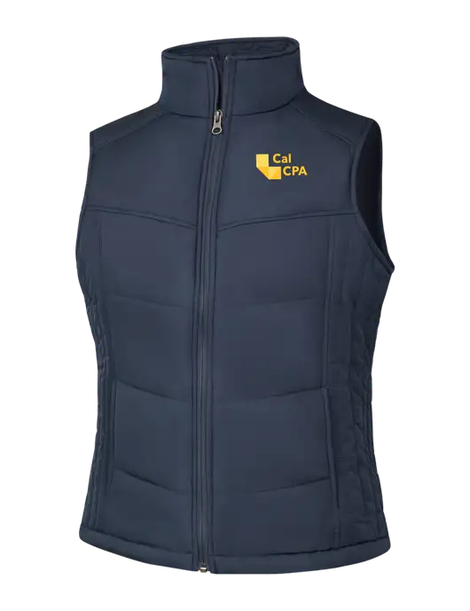  Womens Dark Slate/Black Puffy Vest w/CalCPA Logo